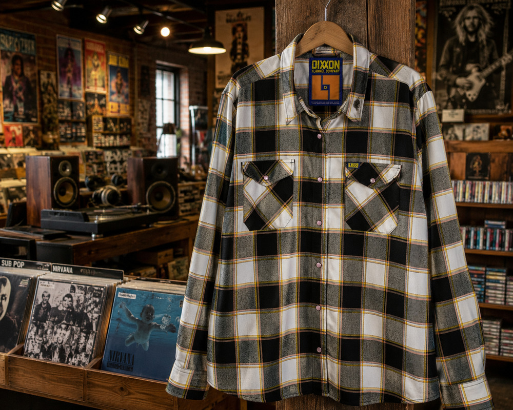 Dixxon L7 Women's Flannel Shirt 2XL Gray Black White Plaid Pearl Snap Loud